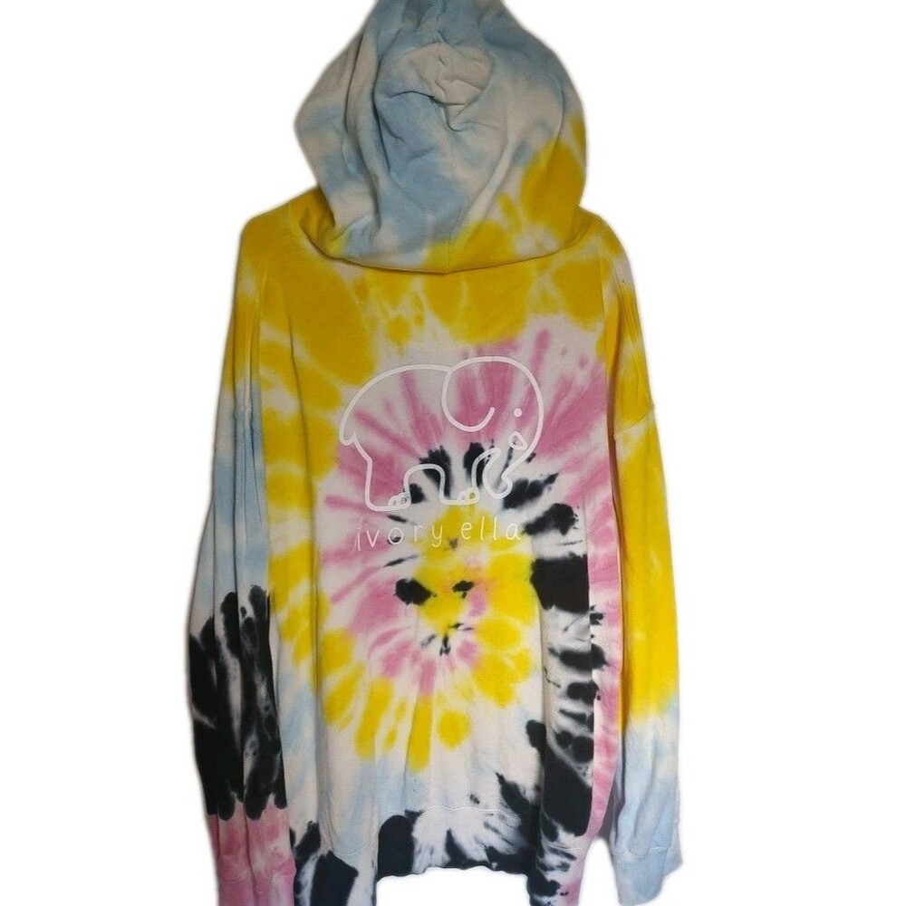 Ivory Ella Womens Tie Dye Hoodie Sweatshirt XL Rainbow Elephant Organic Cotton